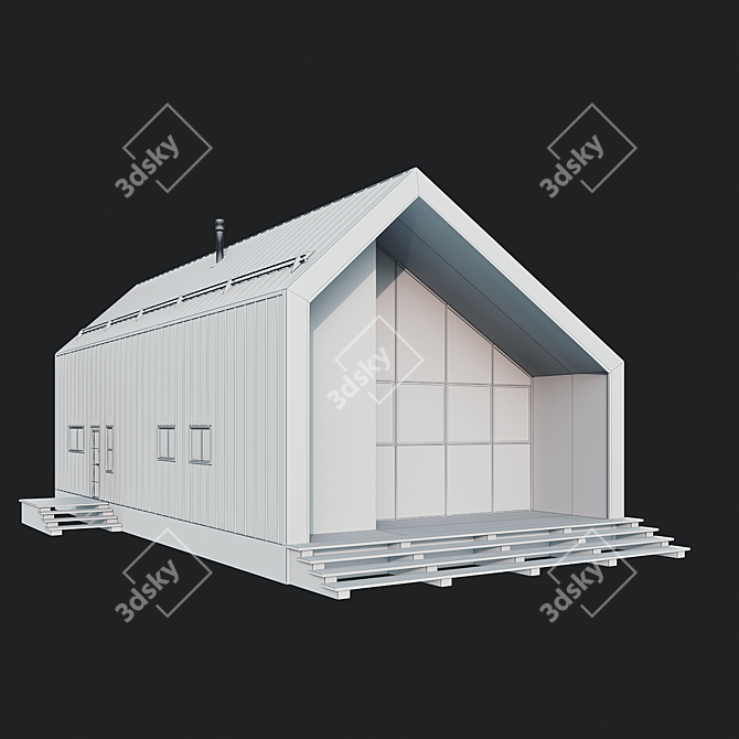 Stylish Wood BarnHouse with Panoramic Windows 3D model image 9