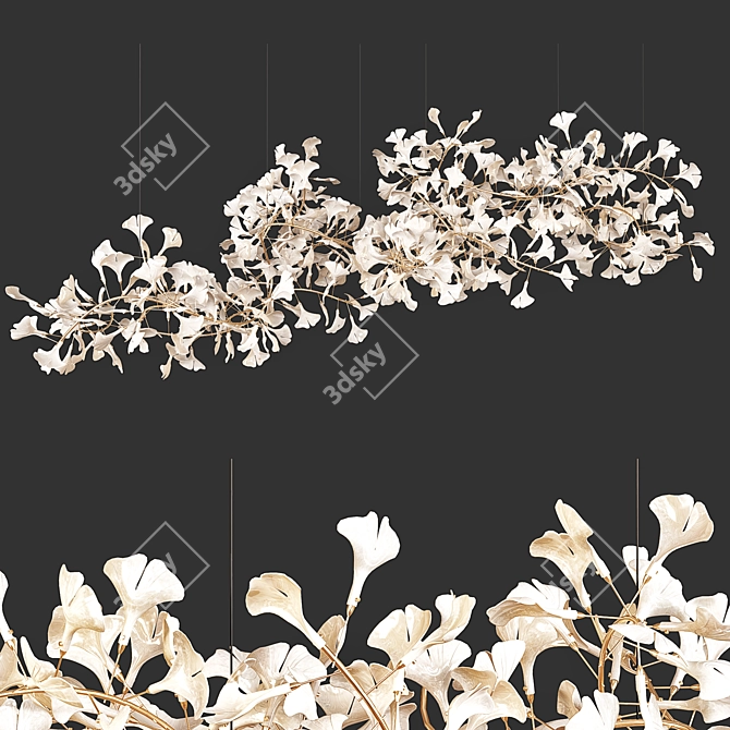 Gingko Chandelier: Elegant Nature-inspired Lighting 3D model image 2