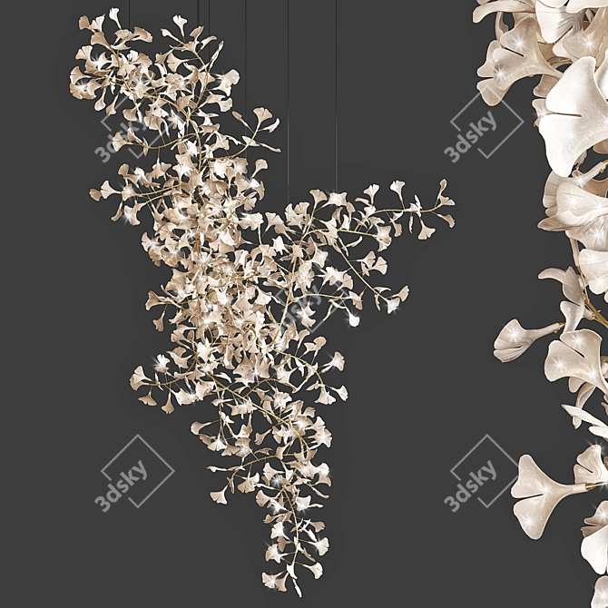 Gingko Style Chandelier: Sleek and Elegant 3D model image 1