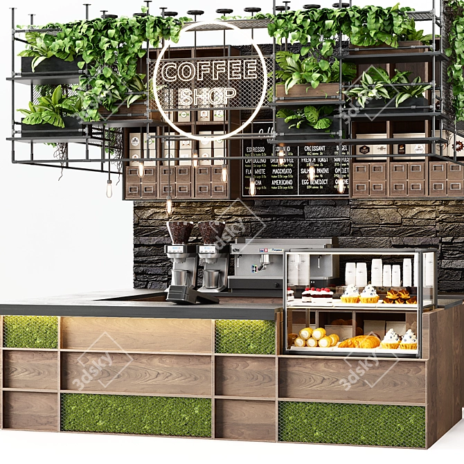 Cafe Oasis: Complete Coffee Bar 3D model image 3