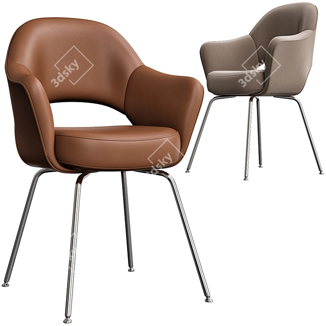 Sleek Saarinen Chair: 70s Knoll Design 3D model image 3