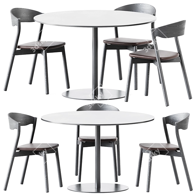 Elegant Sol D1200 Table & Tube Chair 3D model image 1