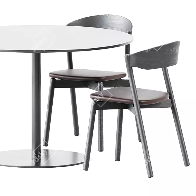 Elegant Sol D1200 Table & Tube Chair 3D model image 4