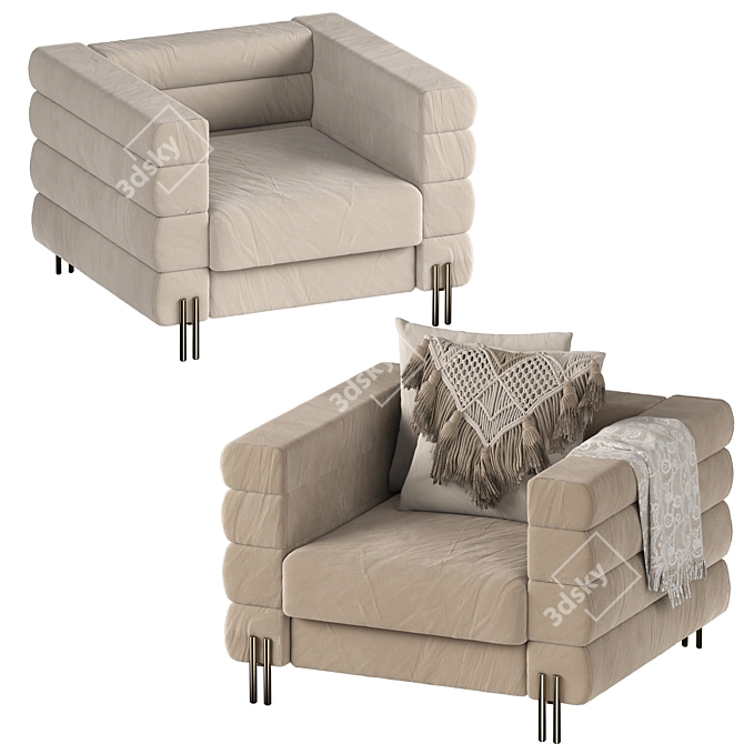 Luxury EICHHOLTZ York Boucle Armchair 3D model image 3