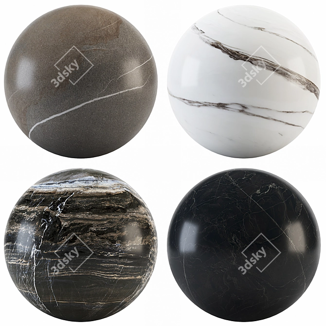 Elegant Marble Collection: Royal, White, Dark & Black 3D model image 1