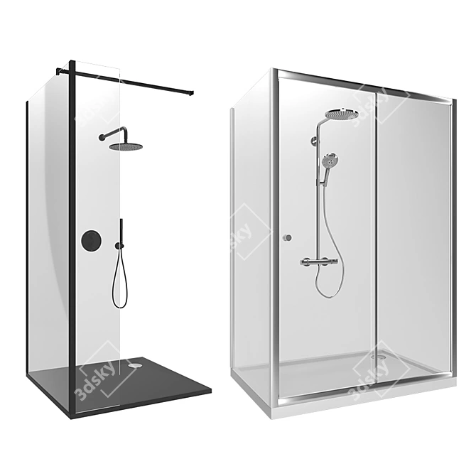 Omnires Shower Enclosures Set 3D model image 2