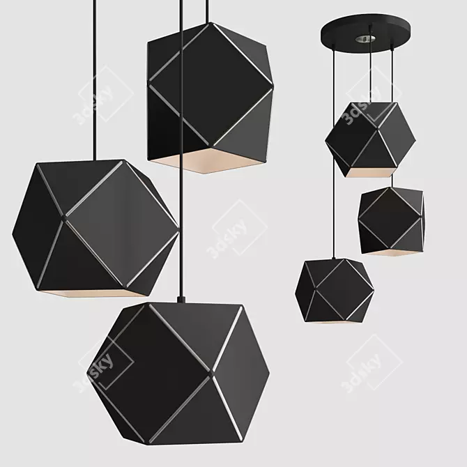 Modern NGon Pendant Light 3D model image 1