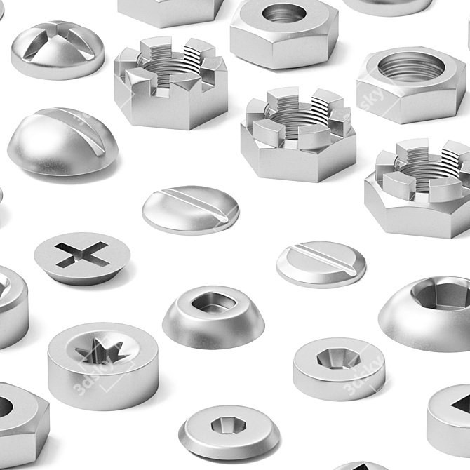 All-in-One Set of Nuts, Bolts, and Washers 3D model image 2