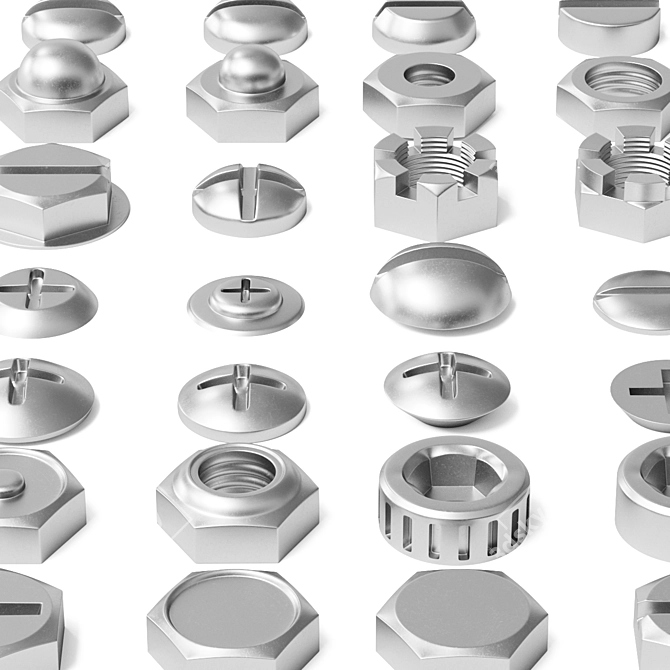 All-in-One Set of Nuts, Bolts, and Washers 3D model image 3