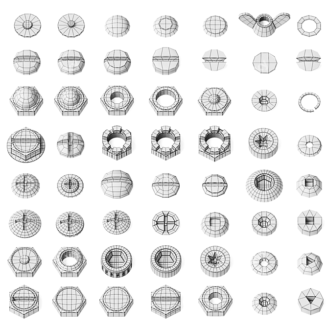 All-in-One Set of Nuts, Bolts, and Washers 3D model image 4