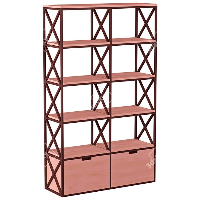 Modern Industrial Metal Rack 120cm 3D model image 2