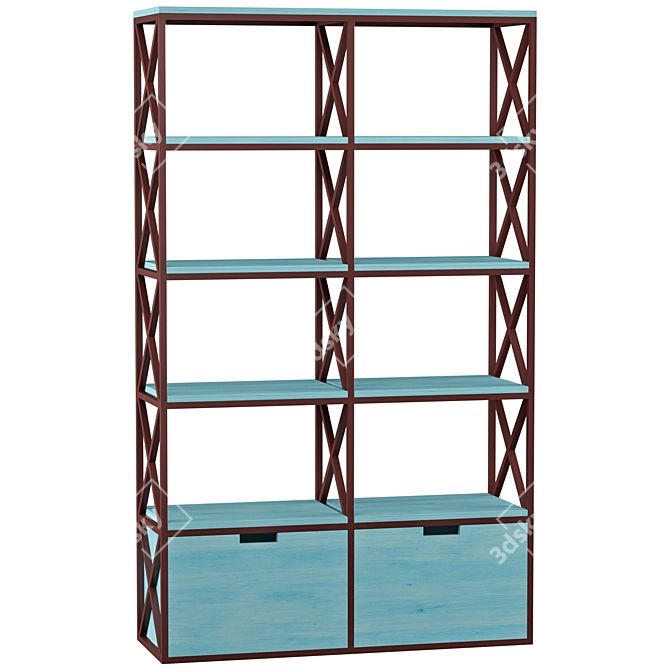 Modern Industrial Metal Rack 120cm 3D model image 3