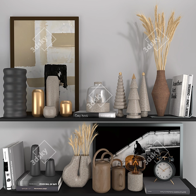 Elegant Shelf Décor Set 3D model image 1