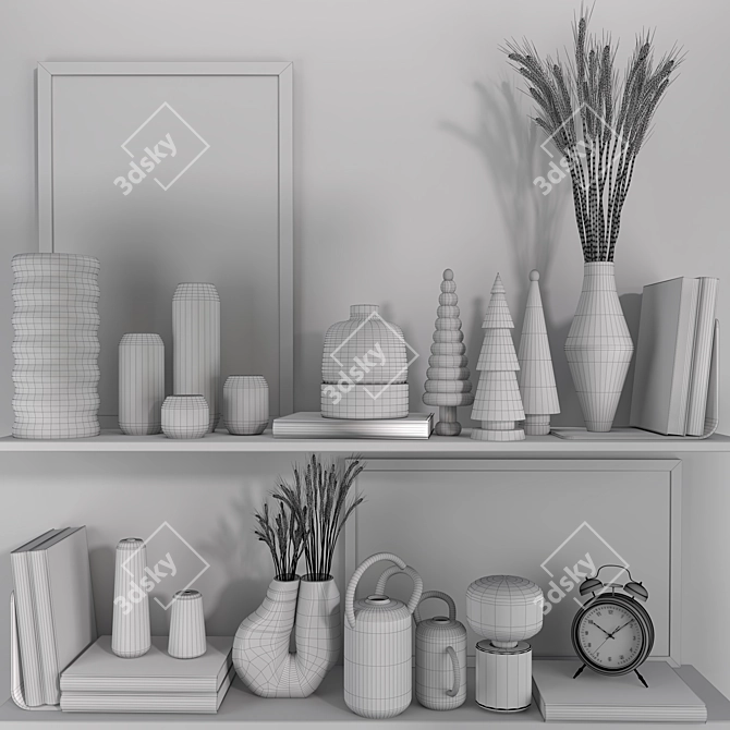 Elegant Shelf Décor Set 3D model image 6