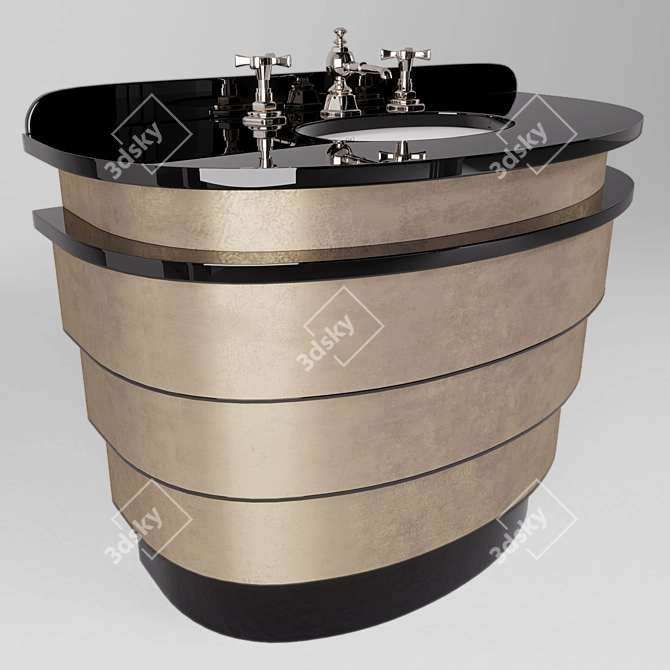 American-Inspired Summertime Aluminium Leaf Vanity 3D model image 2