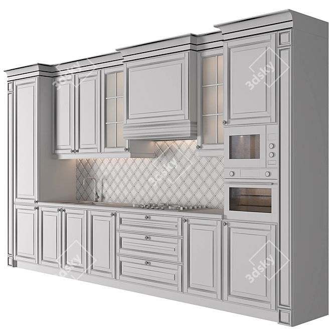 Classic Modular Kitchen: High-quality Render-ready Design 3D model image 5