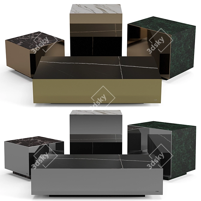 Fendi Prisme Marble Coffee Tables 3D model image 1