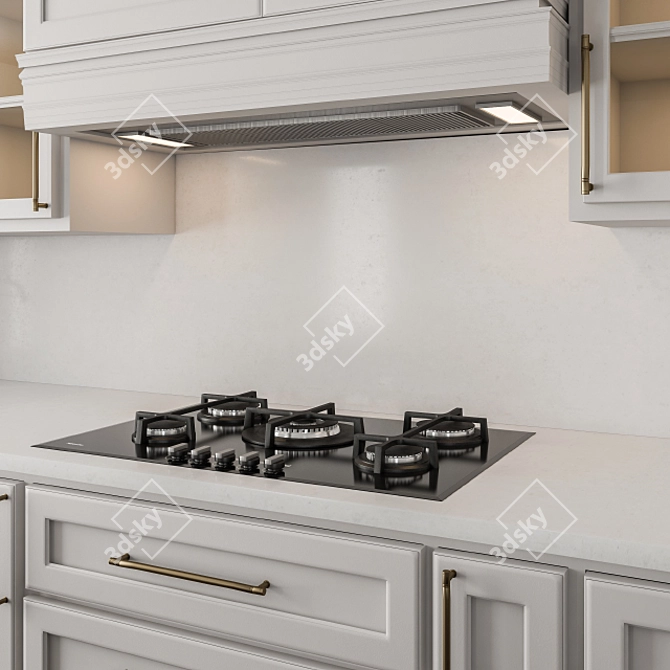 Neo Classic White Kitchen Set 3D model image 3