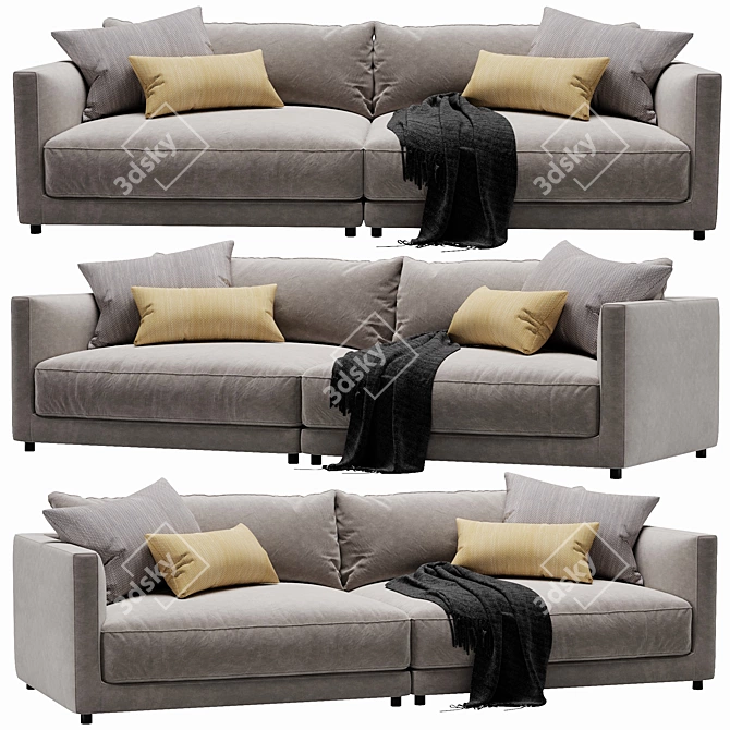 Sleek Blanche Katarina 2-Seater Sofa 3D model image 1