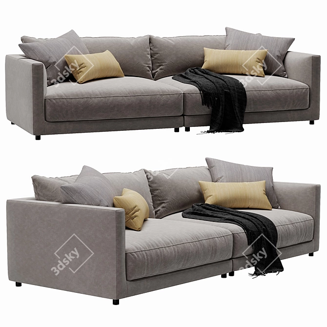 Sleek Blanche Katarina 2-Seater Sofa 3D model image 2