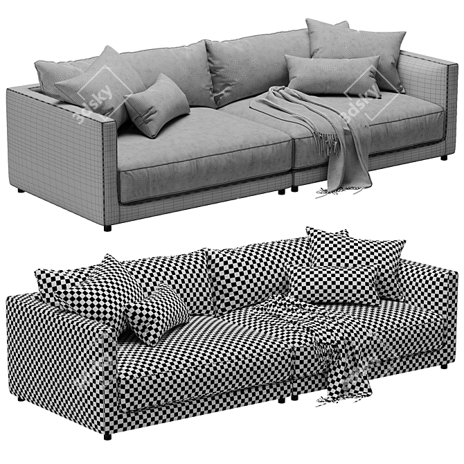 Sleek Blanche Katarina 2-Seater Sofa 3D model image 4