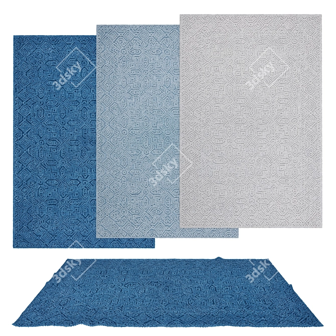 Versatile 6-Piece Rug Set 3D model image 1