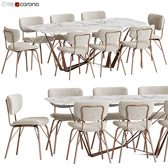 Modern 120 Dining Set 3D model image 1