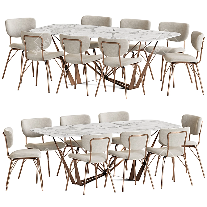 Modern 120 Dining Set 3D model image 2