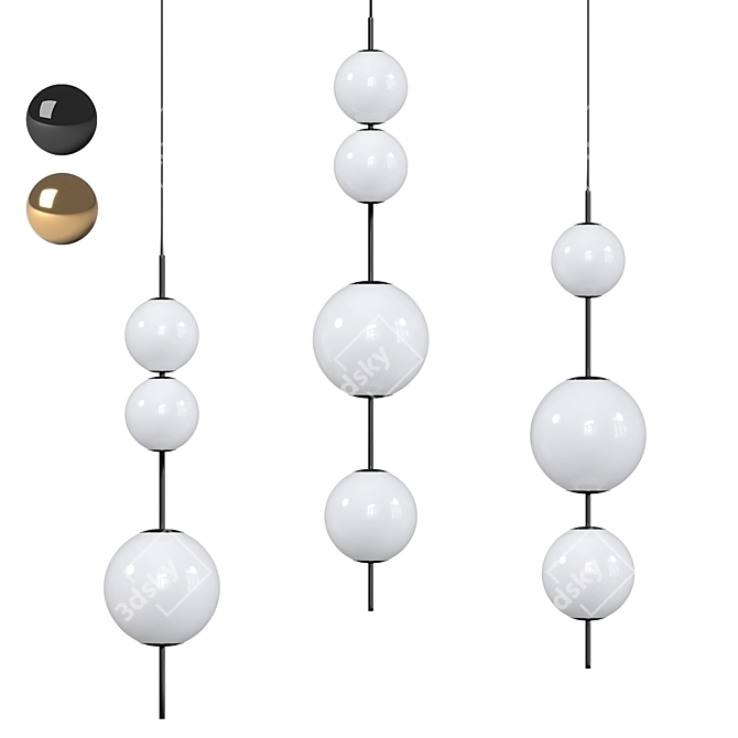 Chic Pendant Light: BEADS 3D model image 1