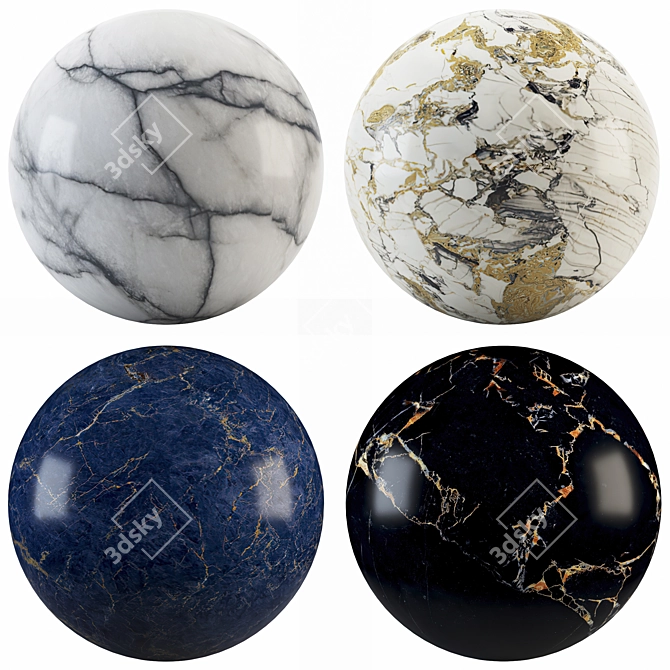 Marble Collection: Port Gold, Athos White, Dimond Blue, Star Symphony 3D model image 6