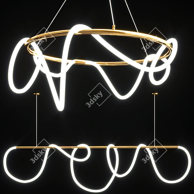 Glamorous Black & Gold LED Set 3D model image 2