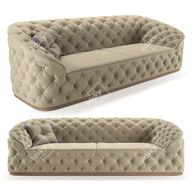 Luxury Tufted Leather Leonardo Sofa 3D model image 3