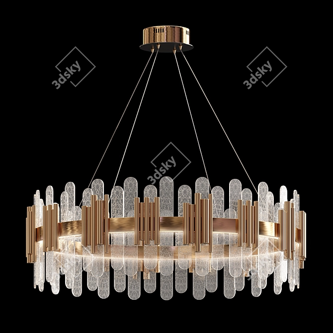 Sleek LED Round Chandelier 3D model image 1