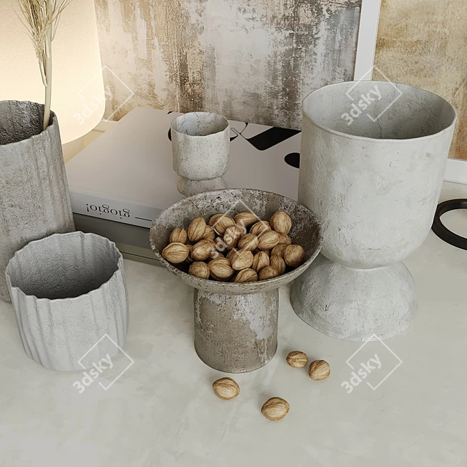 Pampas Grass Ceramic Decor Set 3D model image 2