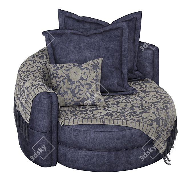 Luxury Velvet Swivel Chair 3D model image 1