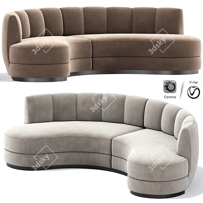 Curved Velvet Sofa: Contemporary Elegance 3D model image 1