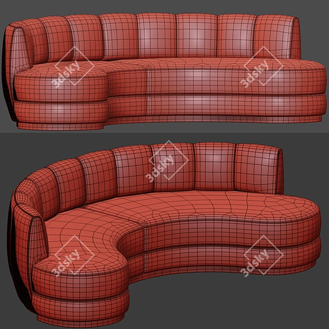 Curved Velvet Sofa: Contemporary Elegance 3D model image 2