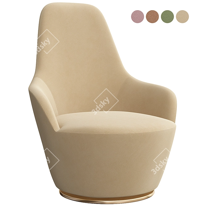 Modern Swivel Armchair 3D model image 3