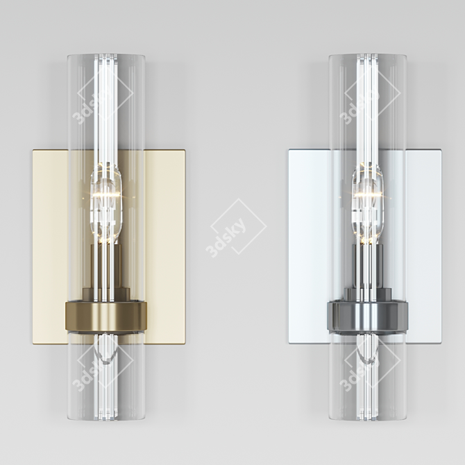 Ravelle Steel Sconce with Glass Cylinders 3D model image 3
