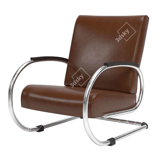 Sleek Steel Tubular Chair 3D model image 1