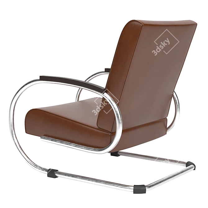 Sleek Steel Tubular Chair 3D model image 4