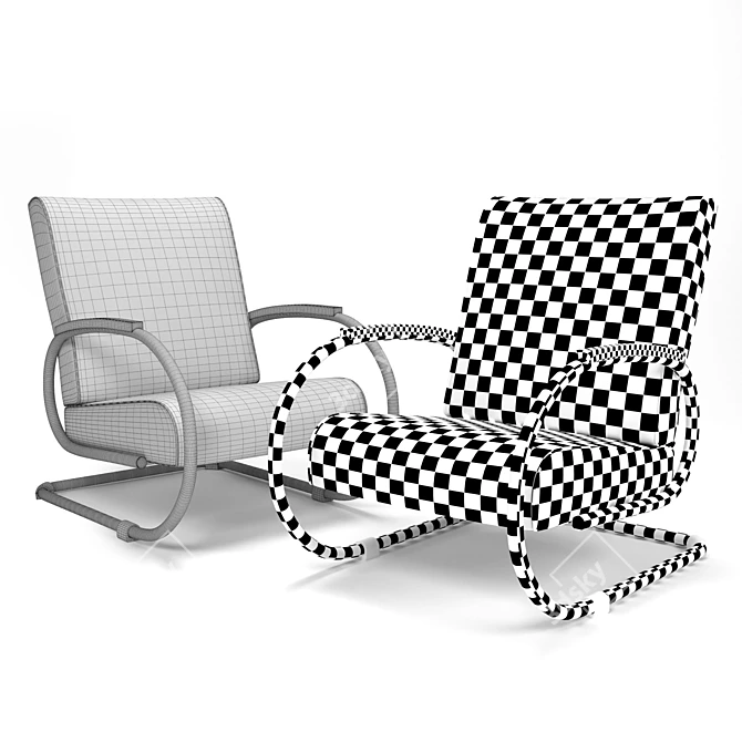 Sleek Steel Tubular Chair 3D model image 5