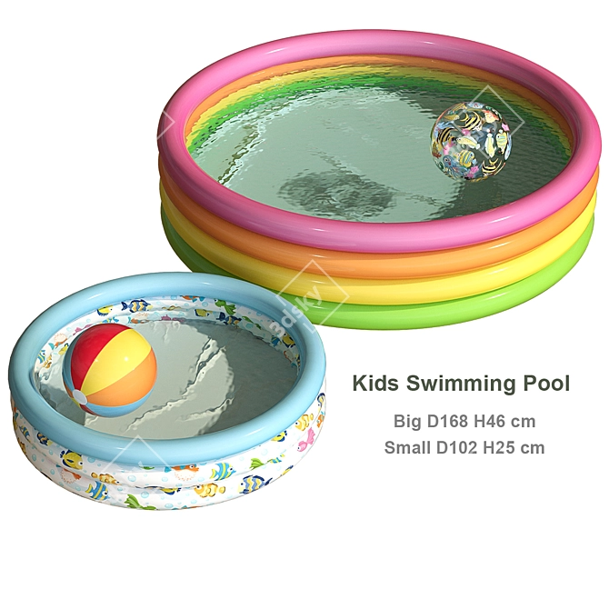 Inflatable Kids' Pool | Durable & Fun 3D model image 1
