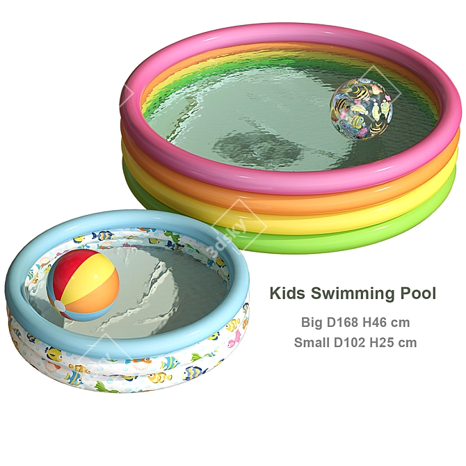 Inflatable Kids' Pool | Durable & Fun 3D model image 3