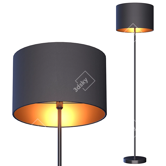 Elegant Black Copper Floor Lamp 3D model image 1