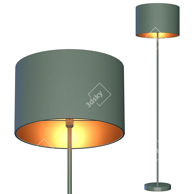 Elegant Black Copper Floor Lamp 3D model image 2