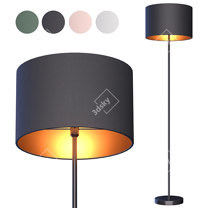 Elegant Black Copper Floor Lamp 3D model image 6