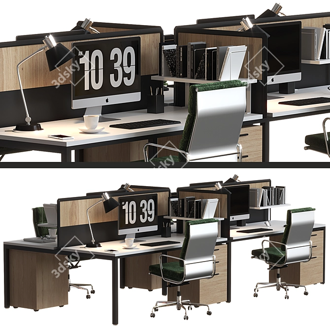 Sleek Modern Office Furniture Set 3D model image 2