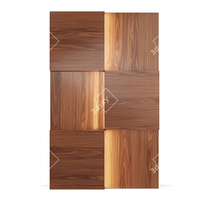 Luxury Walnut Wood 3D Wall Panels with Built-in Lighting - Store 54 3D model image 1