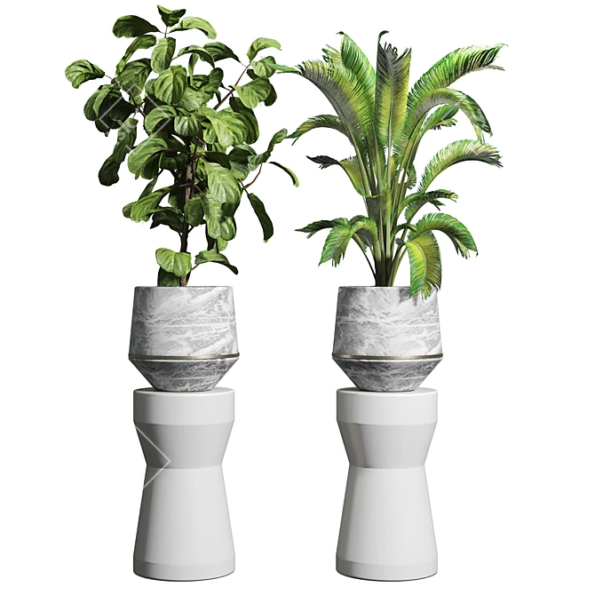 Modern Marble Vase Collection: Minimalistic Indoor Plant Pot 3D model image 2